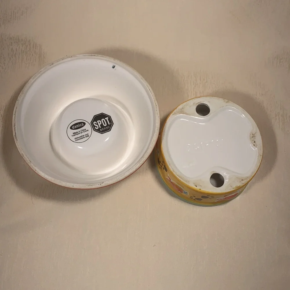 Pair of Ceramic Cat Food Water Bowls